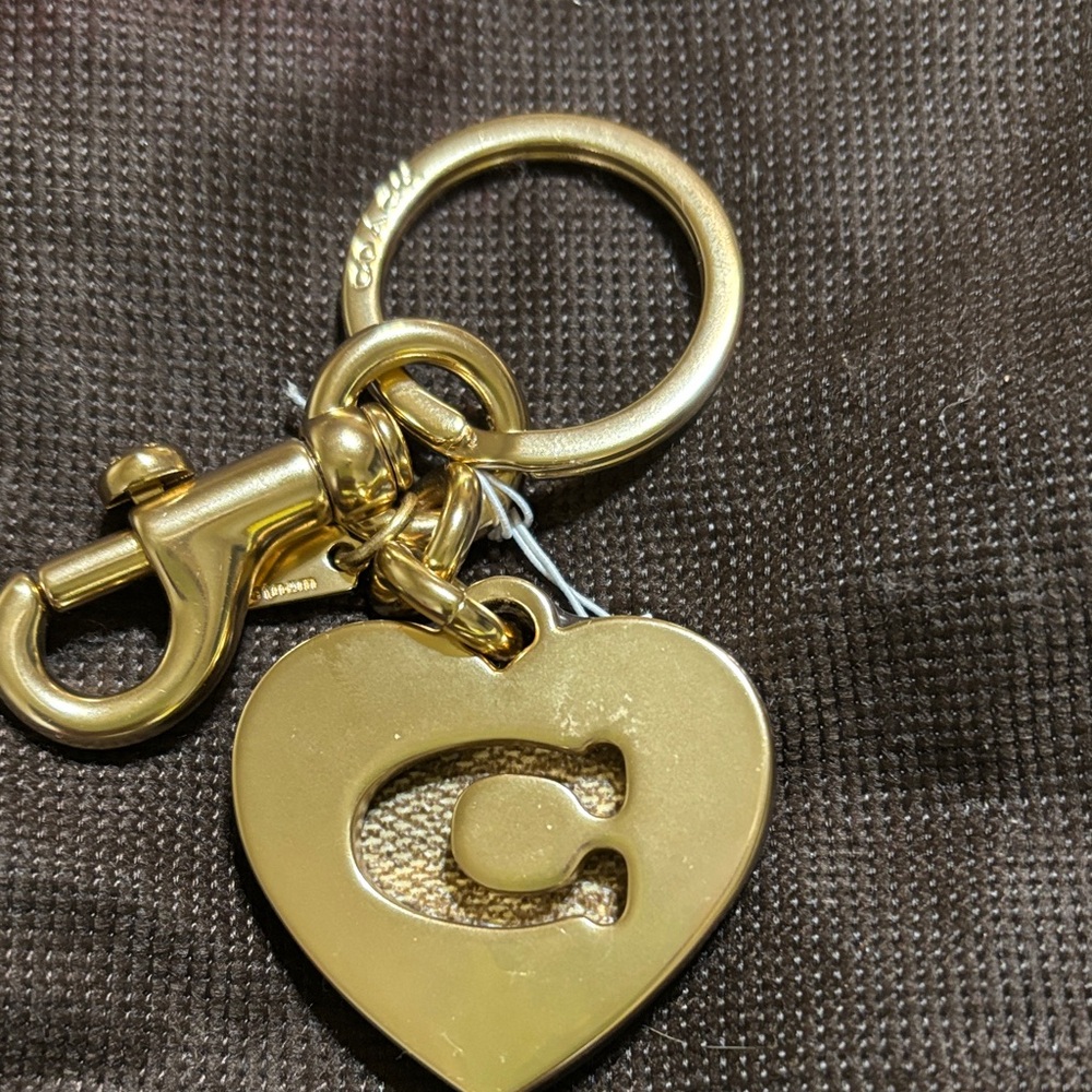 Coach Metallic Gold Heart Keychain